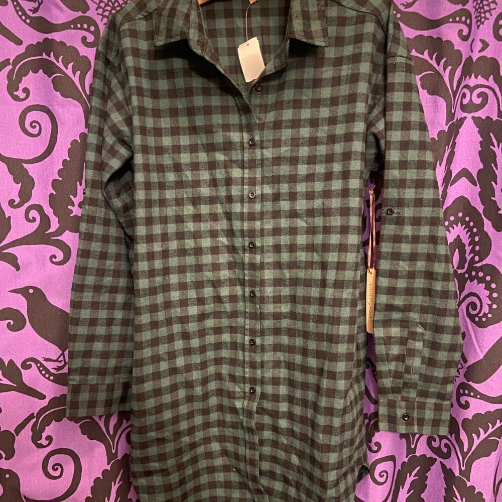 NWT Gibson Latimer green plaid dress small g04